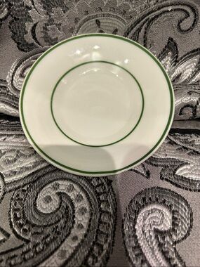 White Porcelain butter pat with Green Band